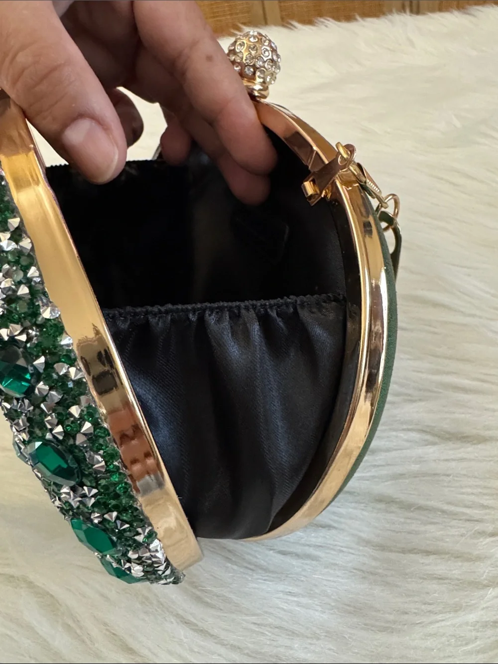 RAMLA Embellished Emerald Crystal Evening Clutch Crossbody Hand Bag